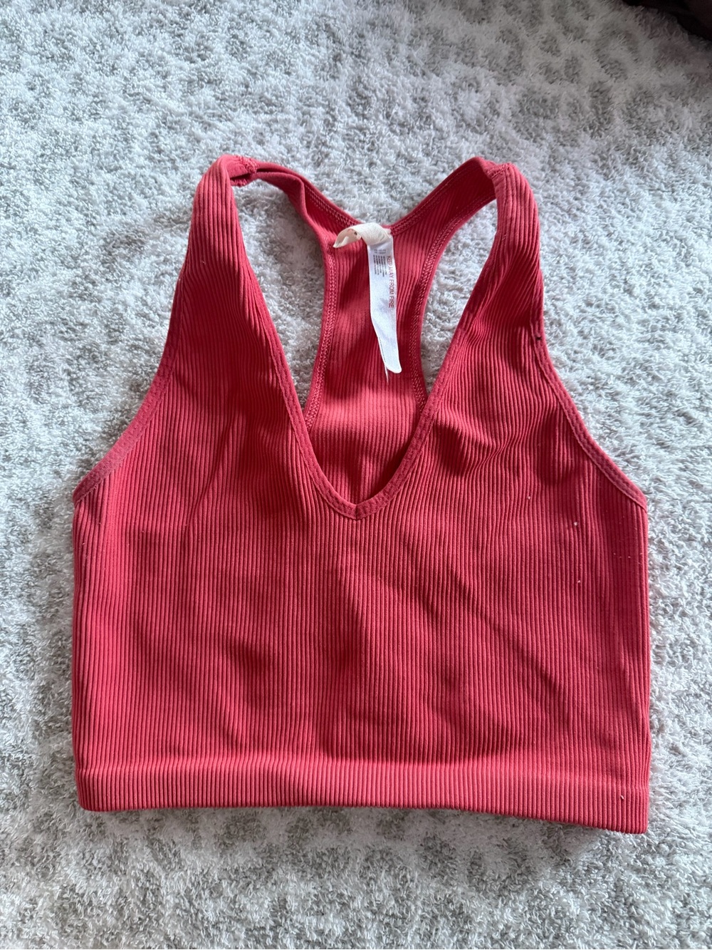 FP Movement by Free People Ribbed V-Neck Crop Tank - Red